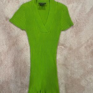 It's Our Time Lime Ribbed Knit Top